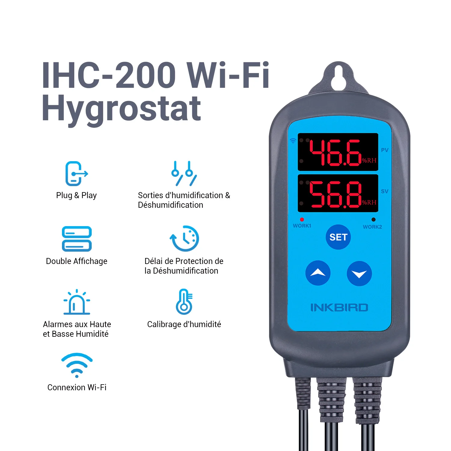 INKBIRD – contrôleur de température numérique WIFI ITC-308 + IHC-200WIFI  d'humidité, application gratuite, alarme de calibrage