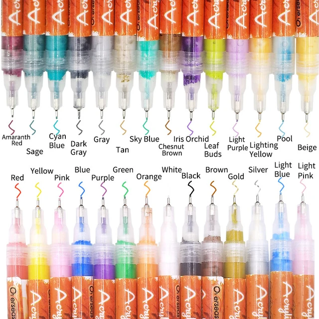 Grabie Acrylic Paint Pens, Acrylic Paint Markers, 28 Colors, 0.7 mm, Extra  Fine Tip Paint Markers