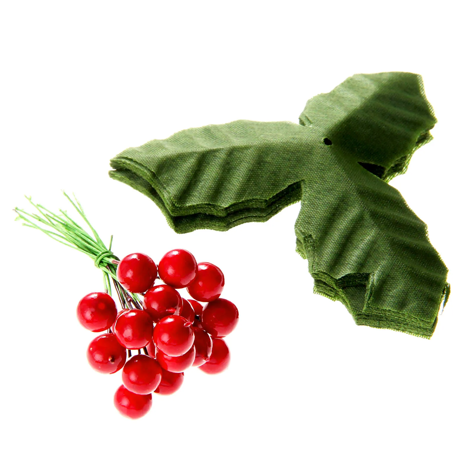 Green Flower Leaves & 50x Artificial Red Holly Berries Garden Wedding Home Decor for sale online 