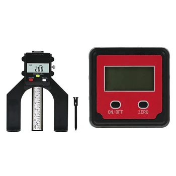 

1 Set Digital Gauge Angle Protractor Finder Clinometer Bevel Box & 1 Pcs Woodworking Electronic Digital Depth Gauge
