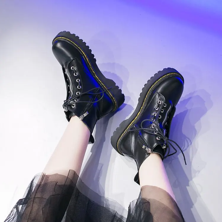 

Autumn And Winter New Style 2019 Korean-style INSS-Style Martin Boots Women's Retro Thick Bottomed Street Snap Motorcycle Boots