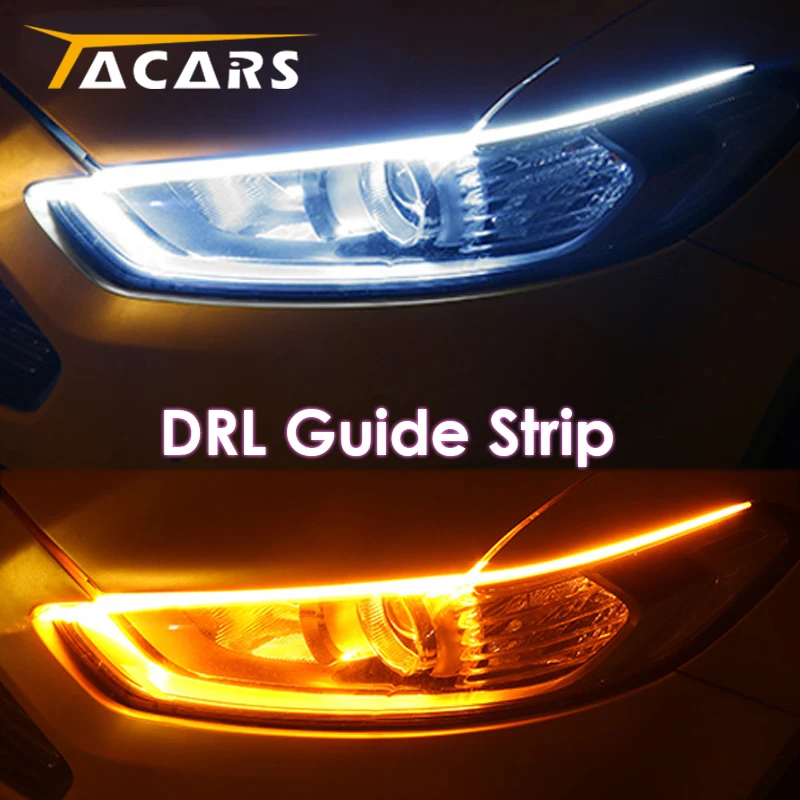Feux De Jour LED Flexibles 60cm Bande De Lumière LED Flexible De 60cm, Bande De Tube De De Phare à LED Lumière Ultra Mince Tube Souple De Voiture Tube LED Bande De