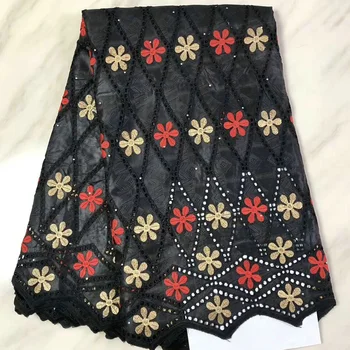 

Dress Lace Fabric PB96 Hollow out big diamond shaped design with stones and small flowers bazin riche lace African Satin Fabric