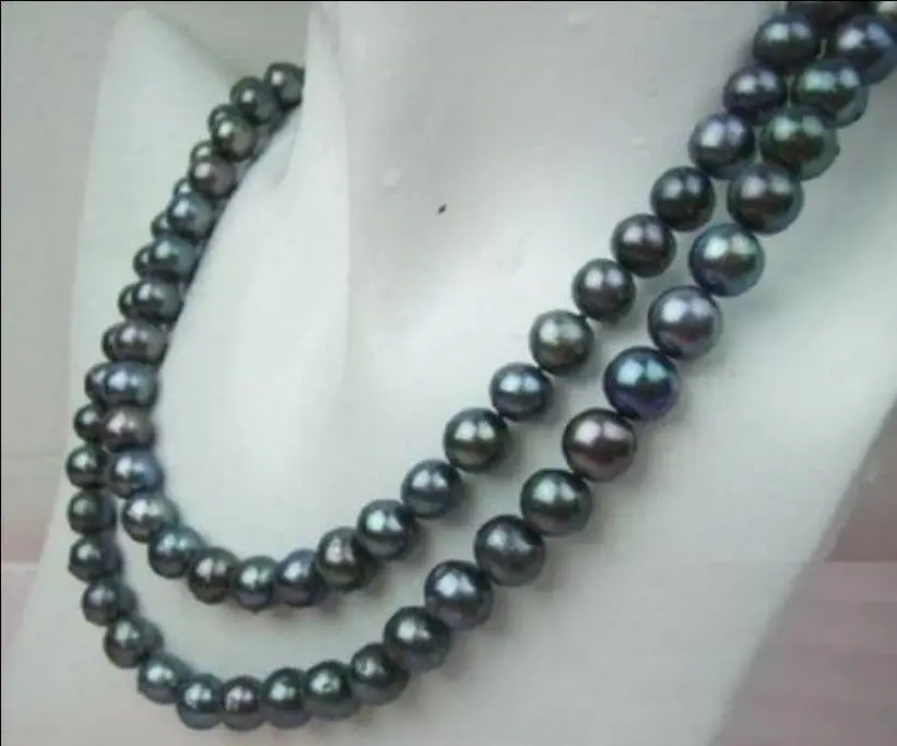 

FREE SHIPPING>@@> Hot sale new Style >>>>>Natural AA+ 8-9MM TAHITIAN BLACK PEARL NECKLACE 32