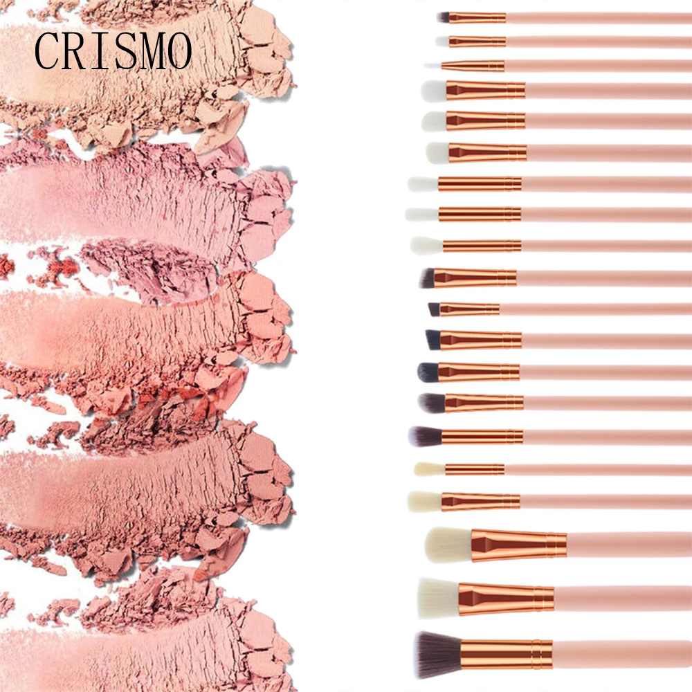 CRISMO 20Pcs Set Professional Makeup Brush Set Pro Blending Eyeshadow Powder Foundation Eyes Eyebrow Lip Eyeliner 3