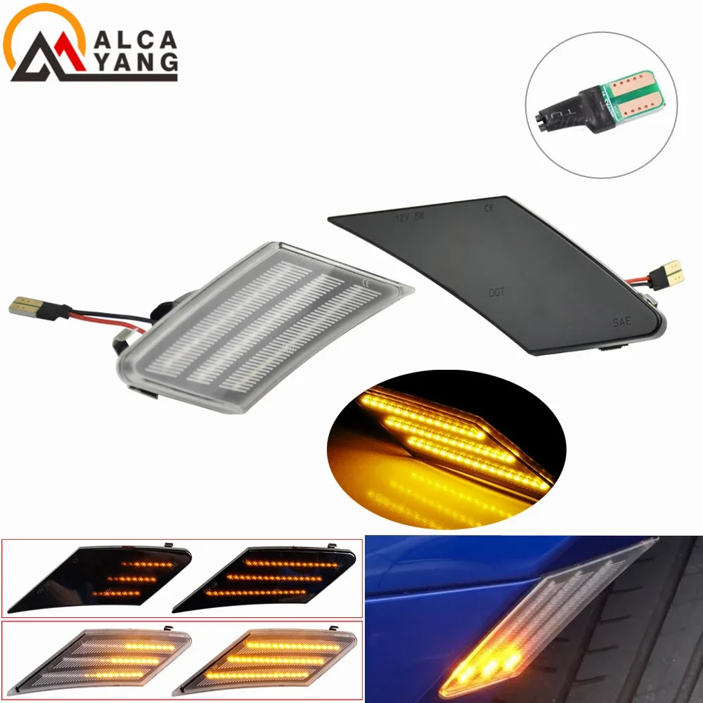 2pcs Led Amber Dynamic Flowing Turn Signal Side Marker Light For Scion