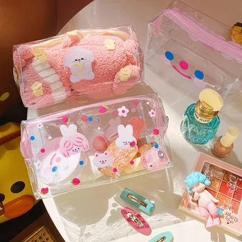 

Cartoon Bear Girl PVC Transparent Makeup Bag Women Cosmetic Beauty Makeup Kit Travel Toiletry Zipper Case Holder Organizer Bag
