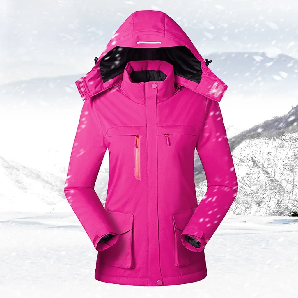 Women's Quick Dry Hiking Jacket Waterproof Women's Fashion Solid Color Smart USB Heating Warm Down Zipper Coat#g4