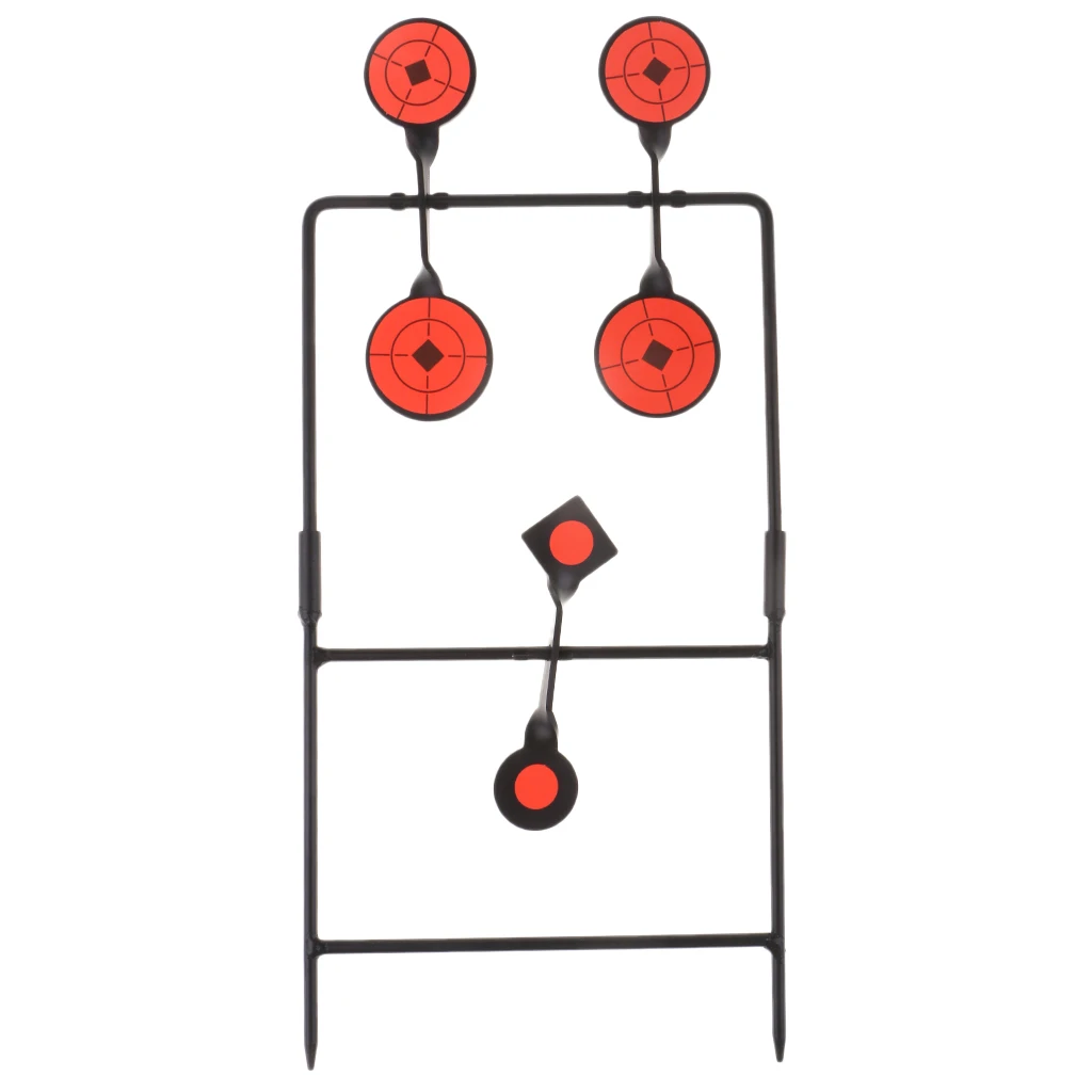Self Resetting 6 Targets Spinning Shooting Metal Target with Ground Spikes