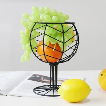 

Useful Creative Nordic Wine Glass Wrought Shape Style Iron Cup Style Fruit Snack Basket Home Decoration Fruit Basket