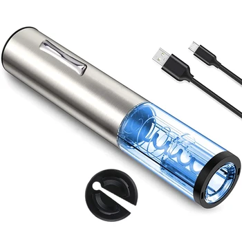 

Electric Wine Opener Rechargeable Cordless Stainless Steel Automatic Corkscrew Wine Opener with Foil Cutter Base, USB Charger Ca