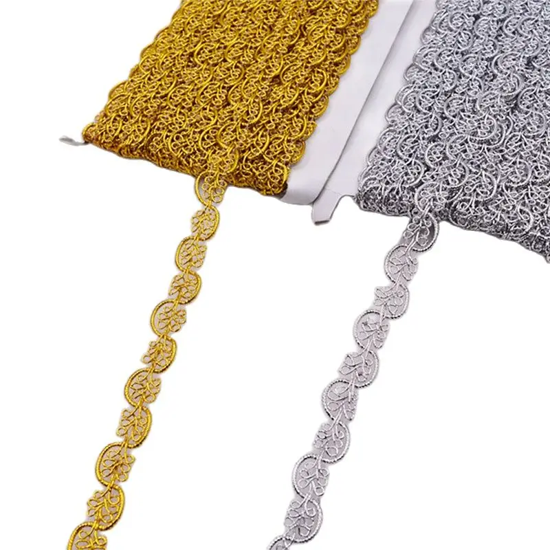 12 Yds/Lot Gold Crochet Lace Ribbons Vintage Decoration Dance Stage Braid Embroidery Trims S Lace Trim Gold Silver Band 1.5cm