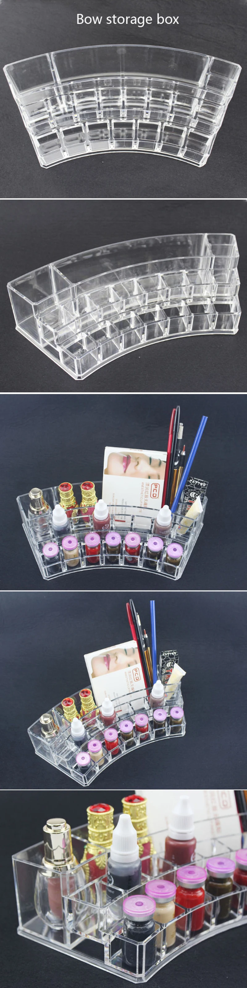 Microblading акриловые Перманентный макияж принадлежности для хранения и дисплей макияж Органайзер коробка для хранения