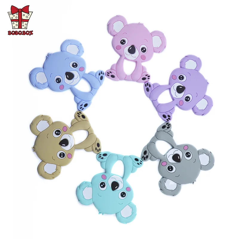 BOBO.BOX 1pc silikonowy gryzak zwierząt Koala dziecko gryzak wisiorek Food Grade BPA bezpłatne dziecko ząbkowanie Chew Charms kulki silikonowe zabawki