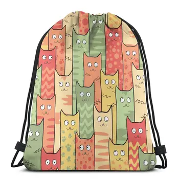 

Funny Cat And Eyes Backpack Bag Outdoor Fitness Drawstring Beam Mouth Backpack Sports Bag Women Bags 2020