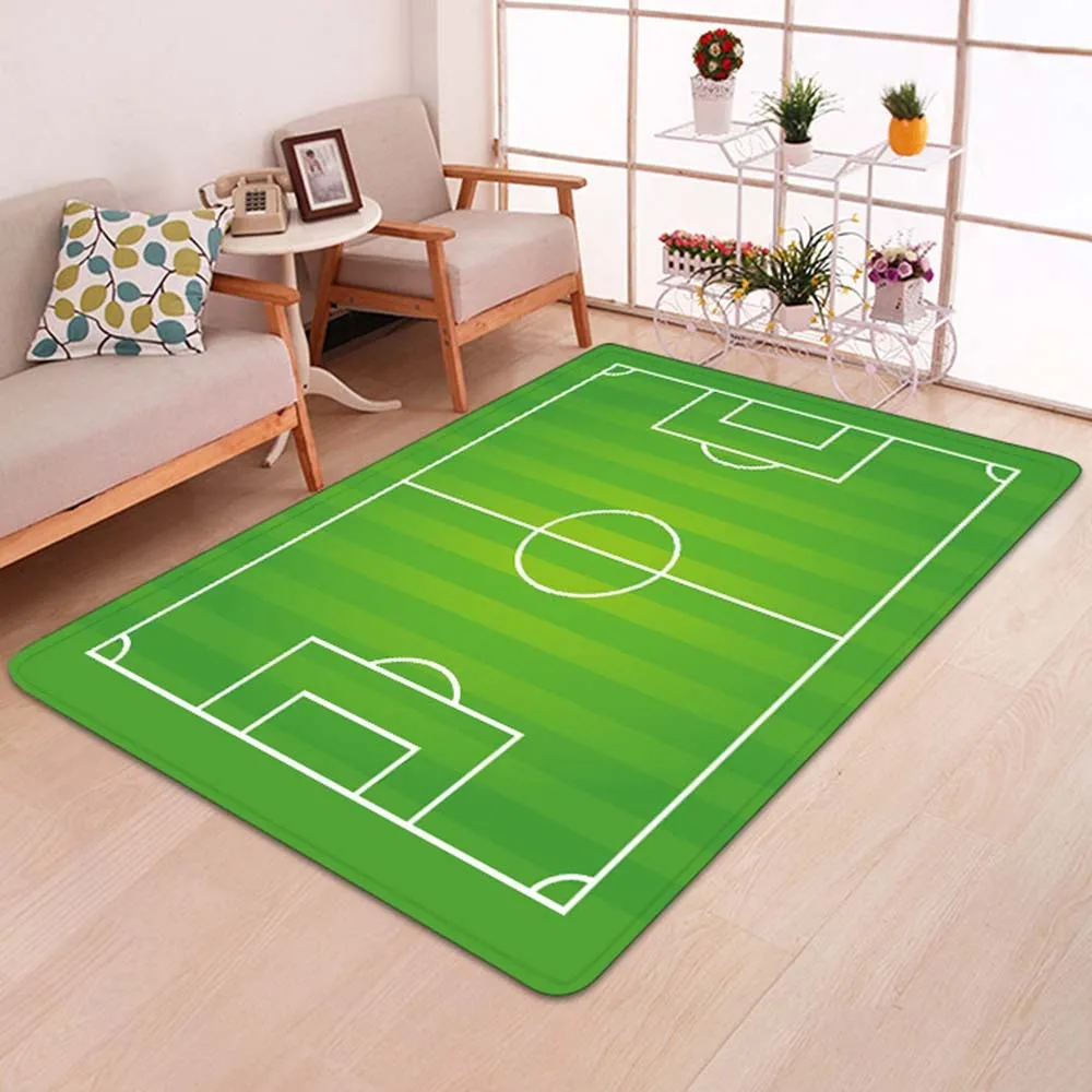 Ковер из полиэфирного волокна с рисунком футбольного поля для гостиной, нескользящий коврик для спальни, мягкий и удобный 50*80 см
