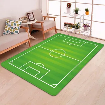 

50*80cm Polyester Fiber Carpet Football Field Pattern Carpet For Living Room Non-Slip Bedroom Floor Mat Soft And Comfortable
