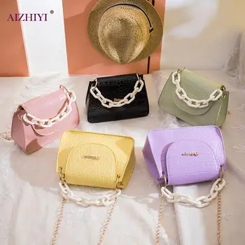 

Fashion Alligator PU Women Shoulder Bags Acrylic Chain Crossbody Handbags