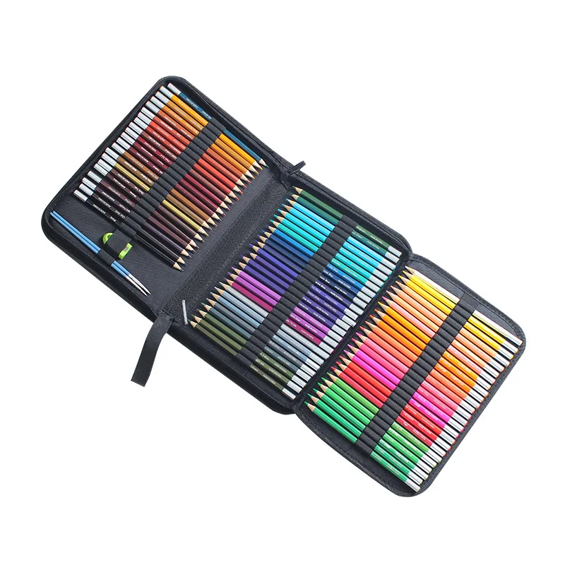 

72 Colors School Pencil Case Set with Pencils Fold Water Colour Pencils Bag for Kid Drawing Painting Stationery Kit Canvas Penal