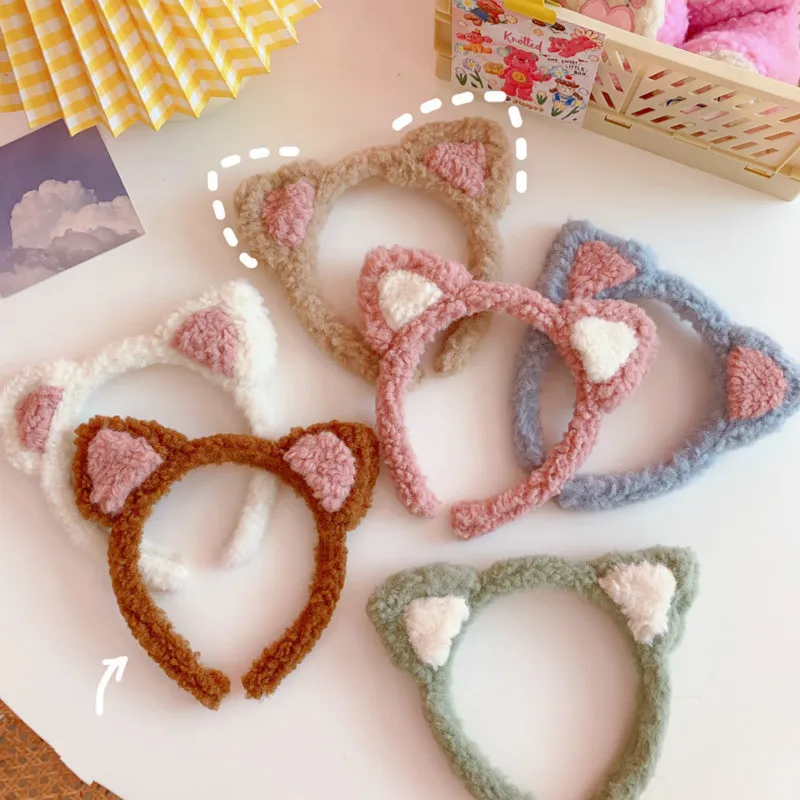 

New Kawaii Hair Accessories Cute Plush Cat Ears Headband Face Wash Headband Dress Up New Headwear Headbands for Women