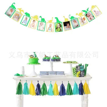 

Dinosaur Monthly Photo Banner Dinosaur 12 Month Banner Dinosaur First Birthday Garland for Kids Birthday Baby Shower Decorations