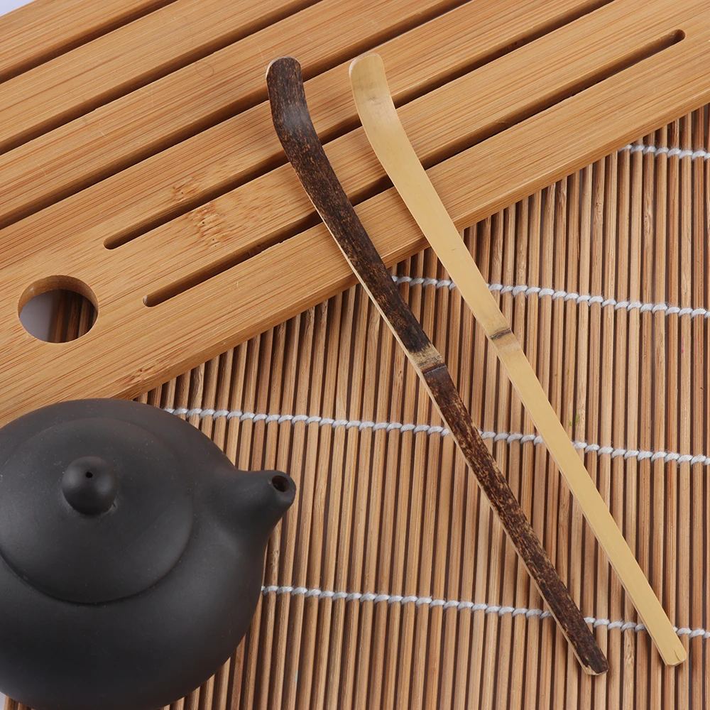 Handmade Wood Tea Sticks Matcha Spoon Teaware Teaspoon Black Bamboo Leaf Spatula Guide Kitchen Tool Spice Gadget Cooking Utensil | Дом и сад