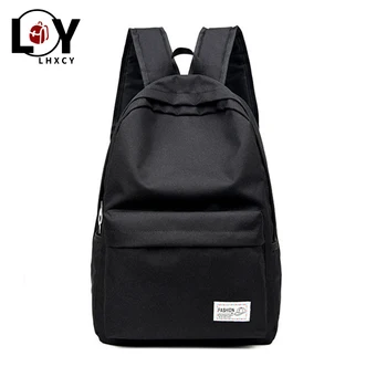 

Solid Color Double Zipper Laptop Backpack High Capacity Canvas Backpacks For School Teen Casual Waterproof Soft Travel Backpack