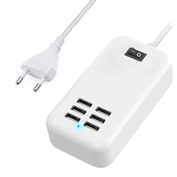 

EU US UK Plug 6 Ports Multiple Wall USB Charger 15W 3A Smart Adapter Mobile Phone Tablet Charging Device For iPhone iPad Tablet