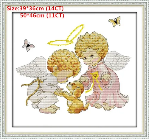Angels Joy Sunday водорастворимый холст для вышивки крестиком Tela Aida Punto De Cruz Kit Damas Набор для вышивки крестом 11Ct набор - Цвет: Angels