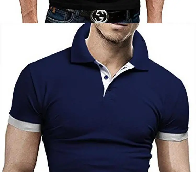 OLOEY Новые мужские топы летние новые футболки Slim Fit модная одежда короткий рукав Стенд воротник футболки мужские однотонные рубашки