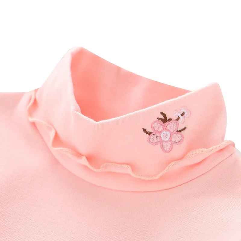 Осенние футболки с длинными рукавами для маленьких девочек топы ярких цветов с оборками, повседневные однотонные футболки для девочек одежда принцессы