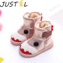 Осенне-зимняя детская Милая хлопковая обувь для мальчиков и девочек; модные бархатные теплые ботинки с рисунками маленьких монстров; детские зимние ботинки