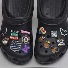 1 Pcs PVC Croc Charms Designer Black Panther for Croc Sandals Accessories Black Lives Matter Buckle Deserve for Kid Gift