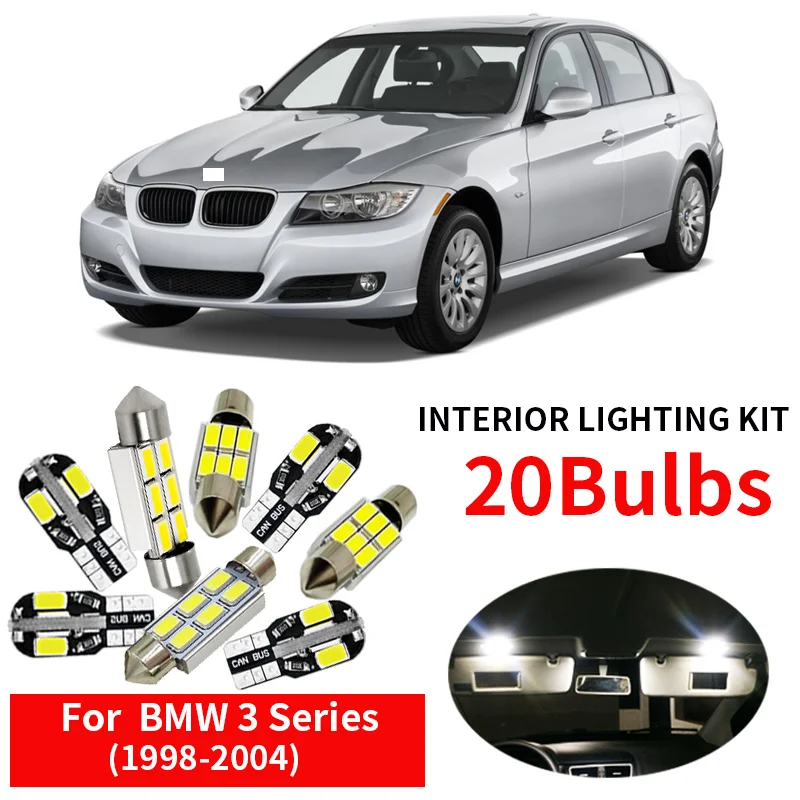 

"20pcs White Error Free Car LED Light Bulbs Interior Kit Canbus For 1998-2004 BMW 3 Series BMW E46 Map Dome License Plate Lamp "