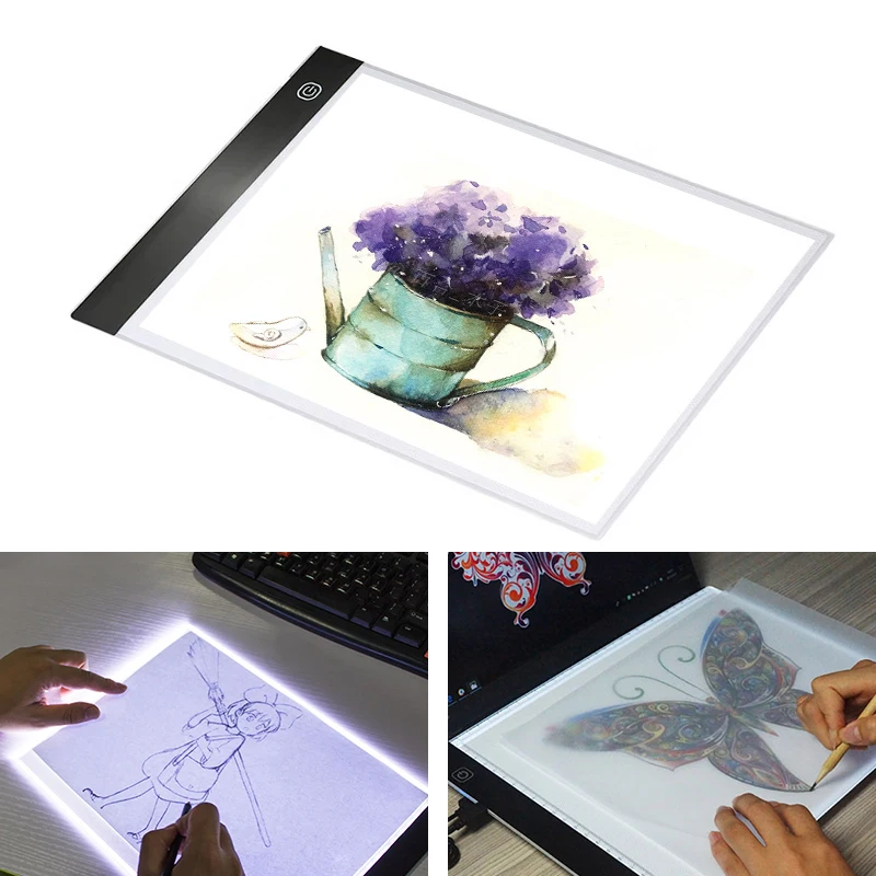 Ультратонкий A4 светодиодный светильник-накладка USB power Sketching светильник для