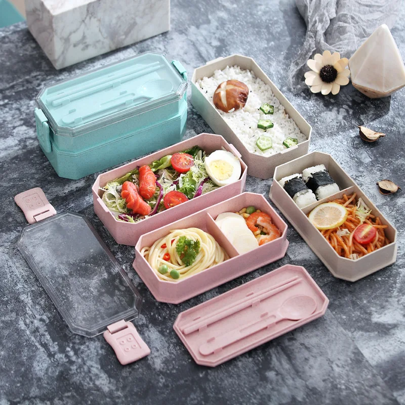 Japanese Microwave Bento Box Wheat Straw Child Lunch Box Leak-Proof Bento Lunch 