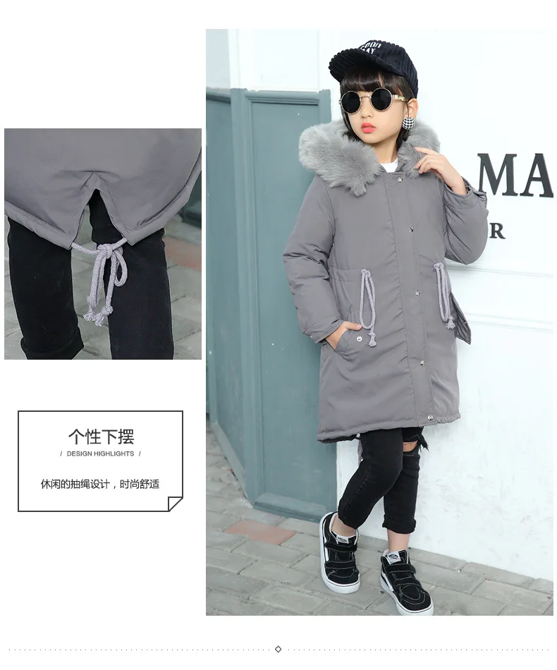 AliExpress Winter New Style Fashion mao ling bian Hooded Big Virgin Girls Cotton-padded Children Clothes a Generation of Fat Fas