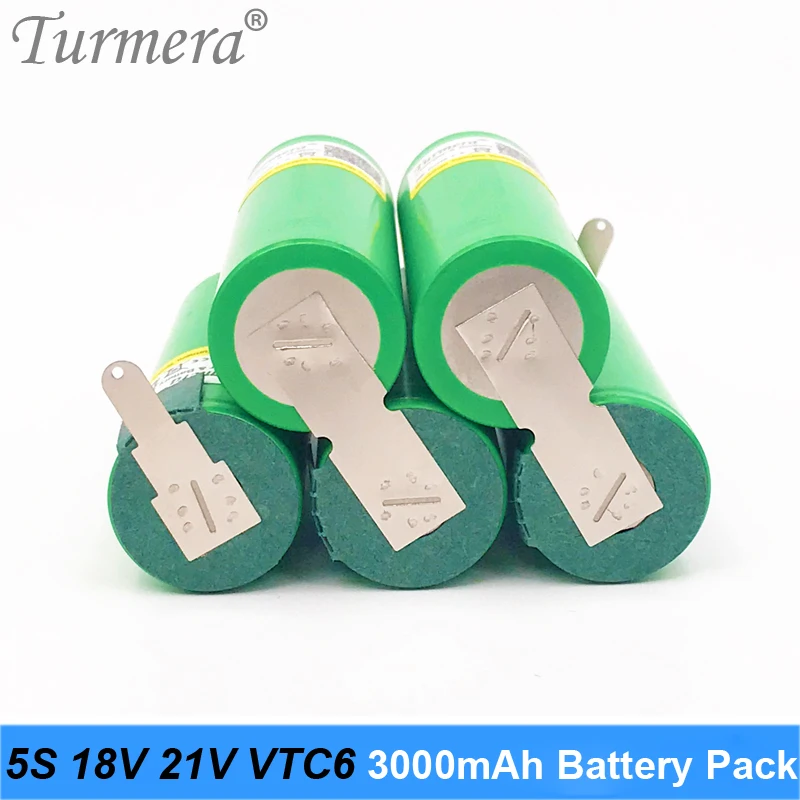 Turmera 18v battery pack us18650vtc6 3000mah 18650 vtc6 30a battery pack for 18650 5s battery screwdriver battery 5s 18v 21 battery for vacuum cleaner customize 06