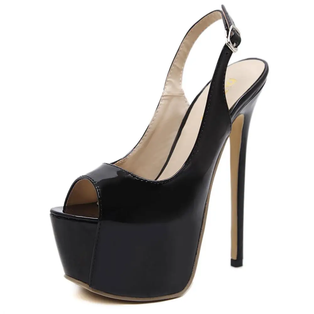 

Tacones Mujer ladies Sandals Black Peep Toe Thin High Heels Pumps Platform Buckle Strap Stilettos Summer Sexy Wedding Shoes
