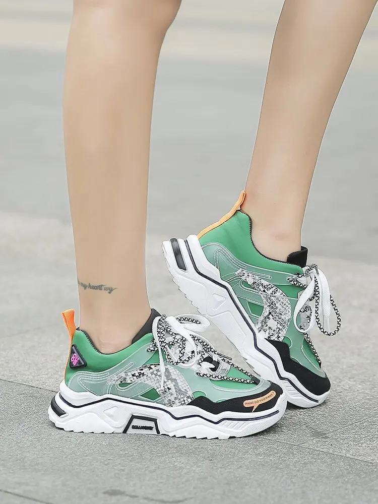 Mhysa/ г. Весенние женские кроссовки на платформе, не сужающиеся книзу массивные кроссовки на шнуровке, повседневная Вулканизированная обувь модные кроссовки с круглым носком, L703
