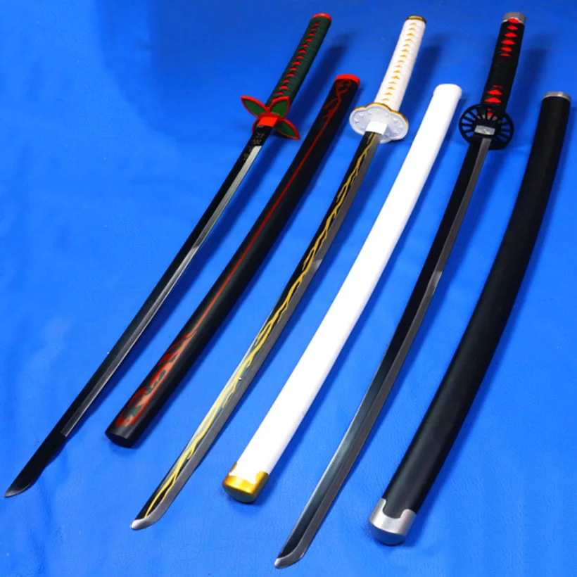 

steel cosplay sword with round shelth Demon Slayer samurai cos prop amine game props wooden swords Japanese katana
