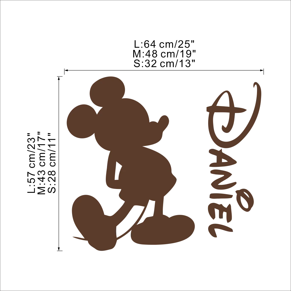 Disney Custom Name Mickey Mouse Minnie Mouse Vinyl Wall Sticker Decor For Nursery Room Kids Room wall paper Decor VA8758