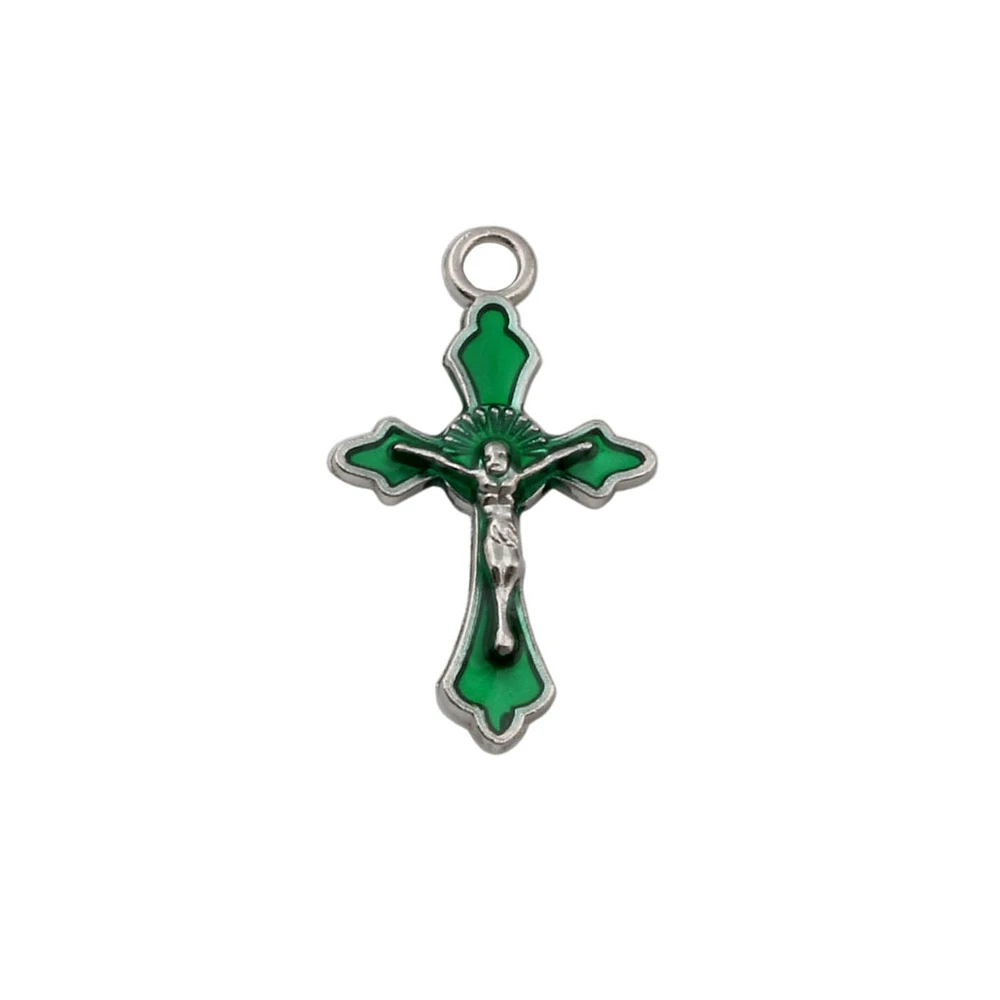 100Pcs Mix Color Enamel Crucifix Cross Charm Pendants For Jewelry Making Findings 17.5*30.5mm  A-656