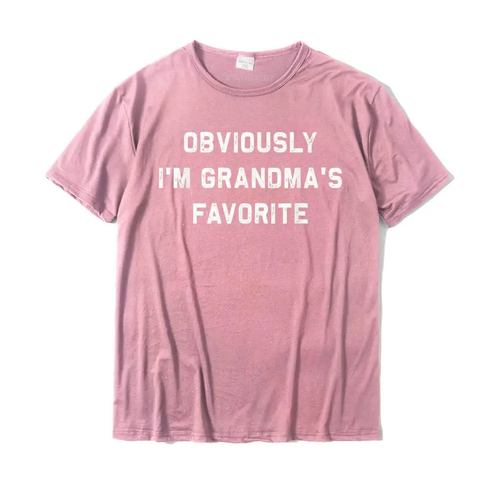 Oversized Student T-Shirt Crazy Custom Tops & Tees 100% Cotton Short Sleeve Cool Tops Shirts Crew Neck Top Quality Obviously I'm Grandma's Favorite   Funny favorite child gift T-Shirt__25750 pink