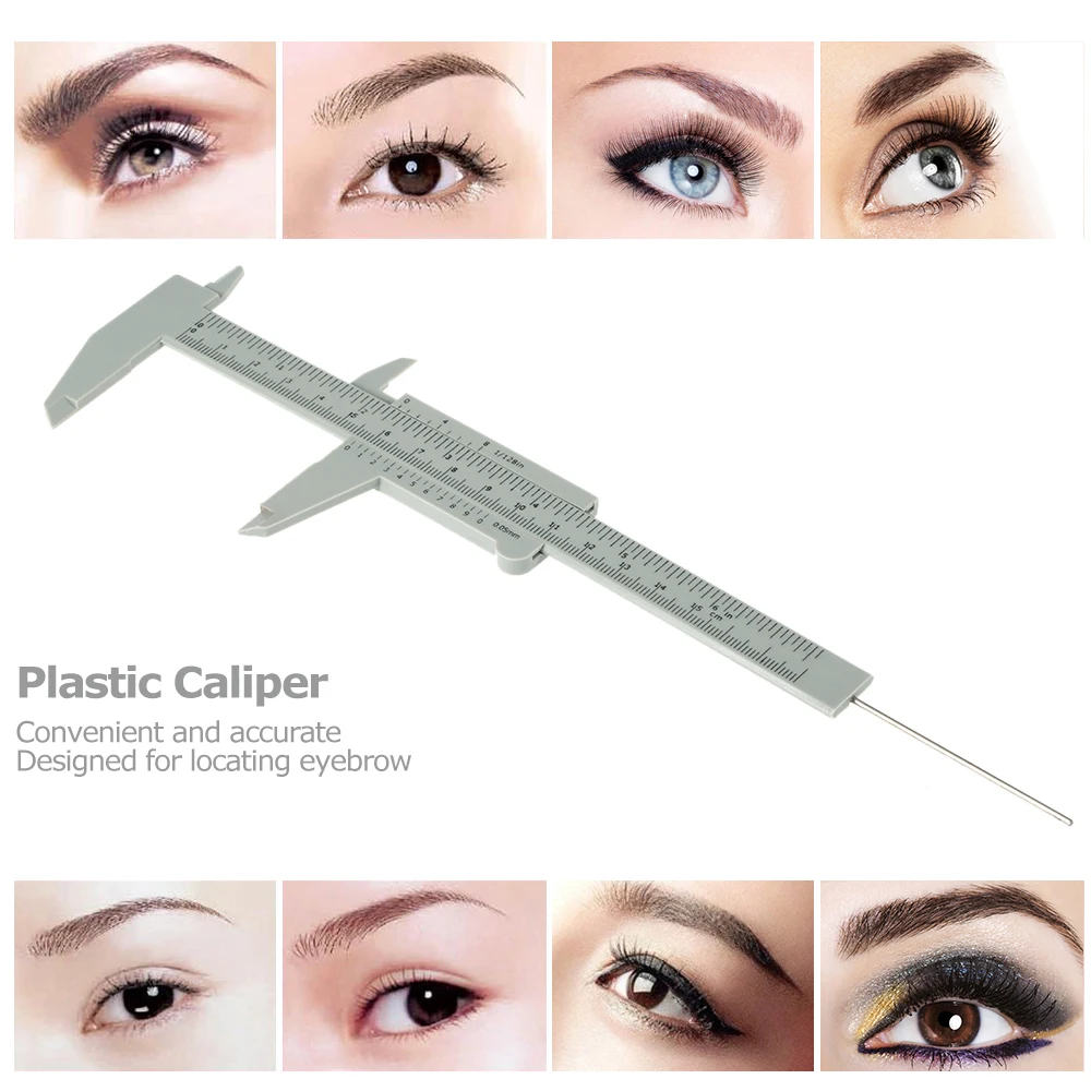 

1pc Eyebrow Tattoo Ruler Plastic Caliper Eyebrow Measuring Ruler Double Scale Sliding Gauge Ruler for Eyebrow Permanent Makeup