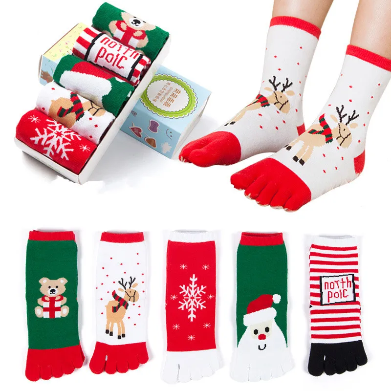 

Children's Christmas Cartoon Socks Warm Comfortable and Breathable Five Finger Socks NEW for in Autumn and Winter7-12 Years old