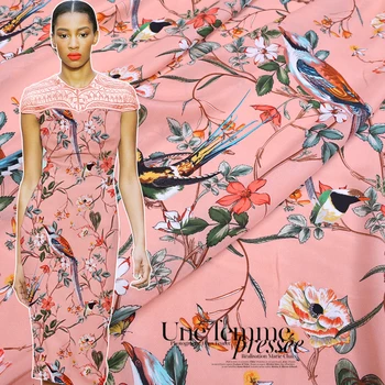 

138 cm wide printed silk fabric 13mm silk crepe de chine fabric meter digital inkjet dress fabric wholesale silk cloth