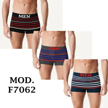 

6 o 12 BOXER DA UOMO CON RIGHE "MEN" COLORI MIX mod. F7062