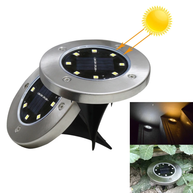 8 LED Solar Light Garden Ground Lamp Solar Power Buried Light Waterproof Outdoor Path Garden Landscape Decking Yard Lawn Light