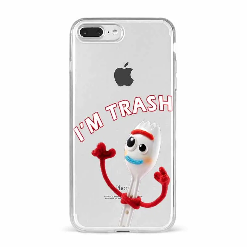 Чехол для iPhone 7 для телефона с мультипликационным принтом Forky 11 Pro X XS MAX XR 8 6 6s Plus забавная мягкая силиконовая задняя крышка с надписью Fundas - Цвет: TPU